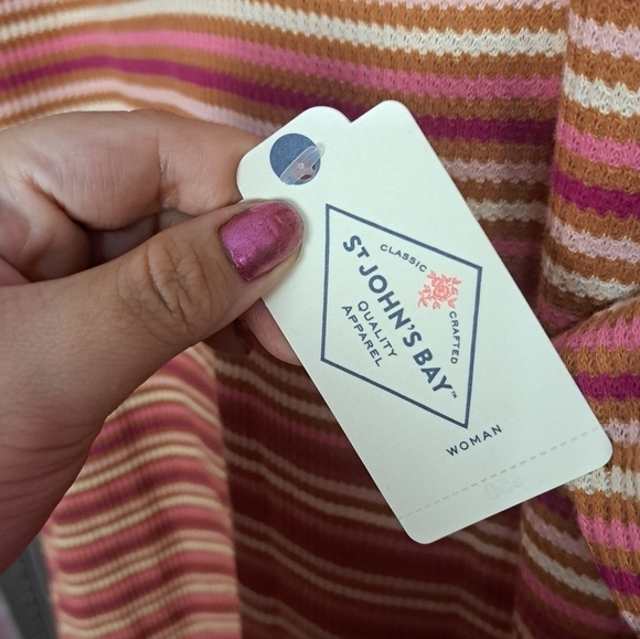 NWT ST. JOHNS BAY STRIPE THERMAL TOP - Picture 4 of 6